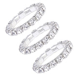 Maxbell 3 Pcs Elastic Silver Tone Single Row Crystal Rhinestone Toe Ring Bridal Jewelry 3mm