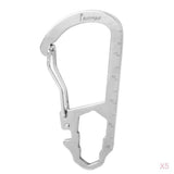 Maxbell 5 Pcs Multifunction Stainless Steel Carabiner Hook Clasp Buckle w/ Scale Camping Hiking Climbing Keychain