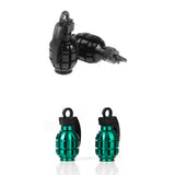 Maxbell 4 Black+Green Grenade Tyre Tire Valve Caps Dust Covers Bike Bicycle MTB BMX Car