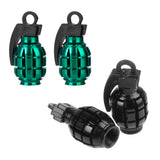 Maxbell 4 Black+Green Grenade Tyre Tire Valve Caps Dust Covers Bike Bicycle MTB BMX Car