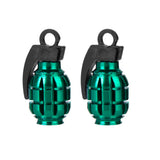 Maxbell 4 Black+Green Grenade Tyre Tire Valve Caps Dust Covers Bike Bicycle MTB BMX Car