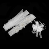 Maxbell Dress Gown SASH Pearl Beaded Waist Belt White Wrist Corsage Flower Wedding Prom