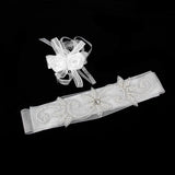 Maxbell Dress Gown SASH Pearl Beaded Waist Belt White Wrist Corsage Flower Wedding Prom