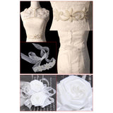 Maxbell Dress Gown SASH Pearl Beaded Waist Belt White Wrist Corsage Flower Wedding Prom