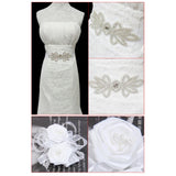 Maxbell Bridal Party Dress Gown SASH Waist Belt White Wrist Corsage Flower Wedding Prom