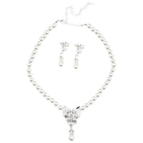 Maxbell Elegant Crystal Pearl Necklace Earrings Bracelet Wristband Wedding Jewelry Set - Aladdin Shoppers