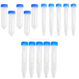 Maxbell 15pcs 10+15+50ml Plastic Graduated Centrifuge Tube Lab Test Sample Container