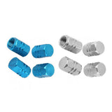 Maxbell 8pcs Silver/Blue Aluminum Tire Wheel Rims Stem Air Valve Caps Tyre Cover