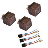 Maxbell Set of 3 Car Truck 12V 80A SPDT Relay Relays 5 Pin & Socket 5 Wire Harness