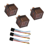 Maxbell Set of 3 Car Truck 12V 80A SPDT Relay Relays 5 Pin & Socket 5 Wire Harness