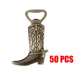 50 "Just Hitched" Cowboy Boot Bottle Opener Country Vintage Wedding Party Favour
