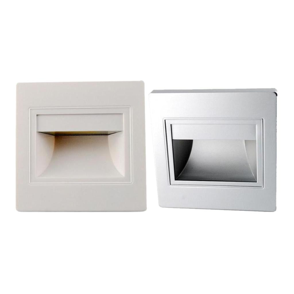 Maxbell Maxbell 2Pcs 1.5W LED Silver and White Corner Wall Lamp Indoor LED Step Light, Stair Lamp, LED Night Lights, Home Decoration,Improve Your House - Simple Installation - Indoor Wall Lighting Warm White