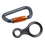 Maxbell 35KN Figure 8 Belay Device Rappelling Ring + 28KN Self Locking Carabiner Mountaineering Rock Climbing Safety Rescue Gear - Aladdin Shoppers