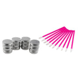 Maxbell Maxbell Lot 50 Disposable Lip Gloss Brush + Lot 12 Aluminum Round Tins Container 10g