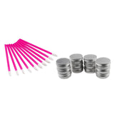 Maxbell Maxbell Lot 50 Disposable Lip Gloss Brush + Lot 12 Aluminum Round Tins Container 10g