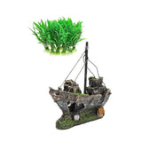 Maxbell Aquarium Ornament Artificial Shipwreck Sail Boat Water Plant Grass Fish Cave - Aladdin Shoppers