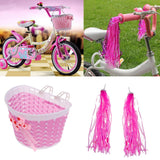 Maxbell Children Kids Girls Bicycle Front Basket Handlebar Grip Tassels Streamer Set