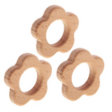 Maxbell Maxbell 3 Pieces Flower Shape Handmade Natural Wooden Baby Teether Toys Shower Gifts