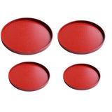 Maxbell 4pcs Natural Wood Round Serving Bread Plates Wooden Food Dish Tea Tray Red - Aladdin Shoppers