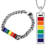 Gay Pride-LGBT Rainbow Bracelet Stainless Steel Rainbow Chain Necklace Set