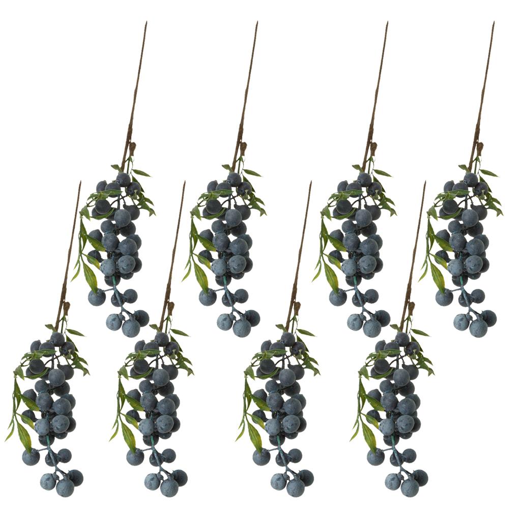 Maxbell Maxbell 8Pieces Artificial Plant Flower Fruit Berries Bouquet Home Decor Blueberry
