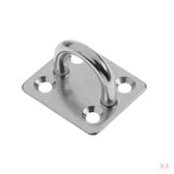 Maxbell 4pcs Heavy Duty 304 Stainless Steel Square Pad Eye Plate Shade Sailboat 8mm