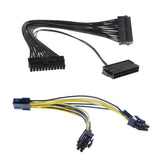 Maxbell Maxbell 24Pin Male to Female Dual PSU ATX Mining Cable&6pin to 2x PCIE 8pin CPU Cord