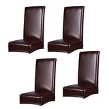 Maxbell 4Pieces Stretch Chair Cover Leather Seat Cover Dining Room Seat Cover Brown - Aladdin Shoppers