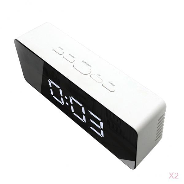 Maxbell Maxbell 2Pieces Digital LED Alarm Clock Temperature USB/AAA Snooze Clock - Rectangle