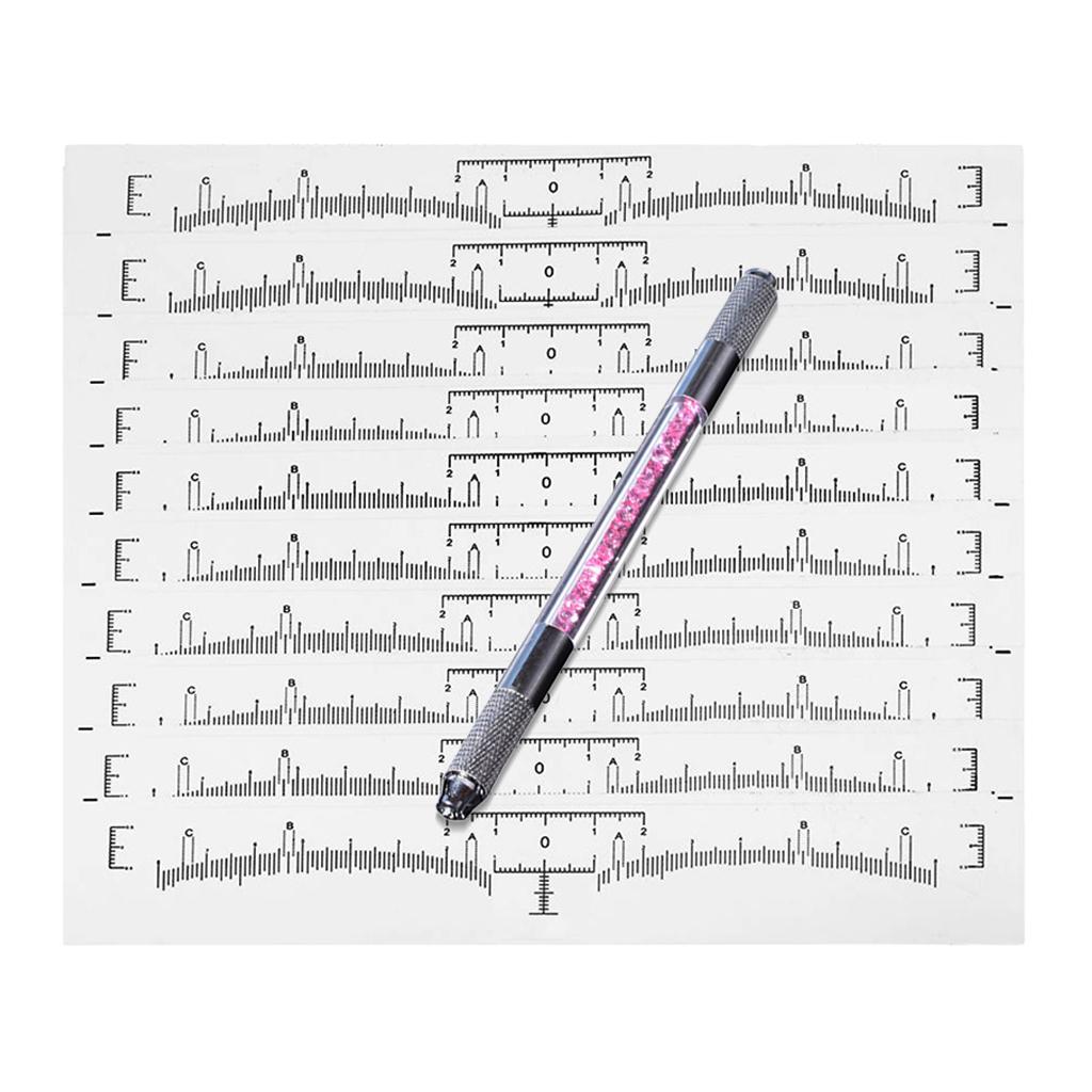 Maxbell Maxbell 10pcs Microblading Eyebrow Measure Ruler + Manual Tattoo Pen for Lip Eyebrow