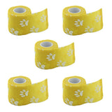 Maxbell Maxbell 5 Rolls Cat Dog Pet Cohesive Bandage Gauze Tape Medical Wrap Claw Print 5cm