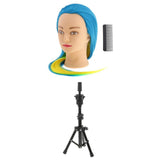Maxbell Mannequin Manikin Practice Hair Head + Metal Cosmetology Holder Tripod Stand