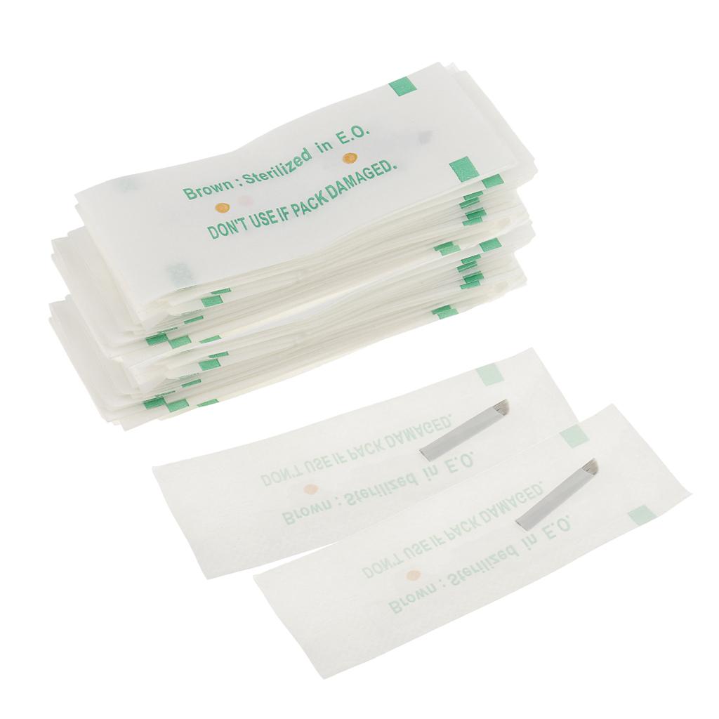 Maxbell 100 Pieces 12Pin Disposable Permanent Makeup Needle 3D Eyebrow Tattoo Microblading Pen