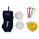 Maxbell Golf Ball Holder Belt Bag with 2 Balls 4 Tees and Magnetic Cute Smiling Face Visor Clip Golf Ball Marker - Aladdin Shoppers