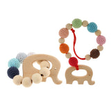 2Pcs Wood Elephant Ring Crochet Beads Bracelet Teether Baby Grasping Toy