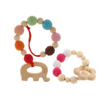 2Pcs Flower Elephant Wood Crochet Beads Bracelet Teether Baby Grasping Toy