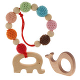 Maxbell Maxbell 2Pc Baby Wooden Crocheted Beads DIY Teething Ring Whale Elephant Teether Toy