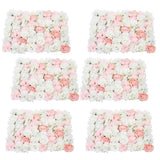 6Pieces Romantic Artificial Rose Flower Wall Panel For Wedding Pink & White