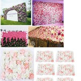6Pieces Romantic Artificial Rose Flower Wall Panel For Wedding Pink & White