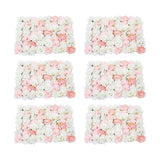 6Pieces Romantic Artificial Rose Flower Wall Panel For Wedding Pink & White