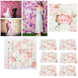 6Pieces Romantic Artificial Rose Flower Wall Panel For Wedding Pink & White