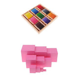 Montessori Sensorial Material Color Learn Box+Pink Tower for Kids Education