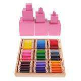 Montessori Sensorial Material Color Learn Box+Pink Tower for Kids Education