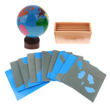 Maxbell Maxbell Montessori Sandpaper Geography Cards+Globe of World Parts for Baby Kids Toy