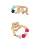 2 Pieces Natural Wooden Crochet Beads Bracelet Teether Baby Grasping Nursing