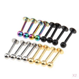 Maxbell 32Pcs 18G Stainless Steel Lip Ring Chin Bars Earring Stud Piercing Jewelry