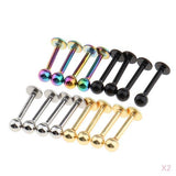 Maxbell Maxbell 32Pcs 18G Stainless Steel Lip Ring Chin Bars Earring Stud Piercing Jewelry