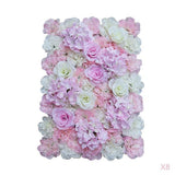 Maxbell 8 Pieces Artificial Flower Wall Panels Wedding Venue Decor Pink White