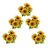 Maxbell 5Pcs Beautiful Lifelike Artificial Flower Home Office Decor Yellow Sunflower
