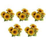 Maxbell 5Pcs Beautiful Lifelike Artificial Flower Home Office Decor Yellow Sunflower